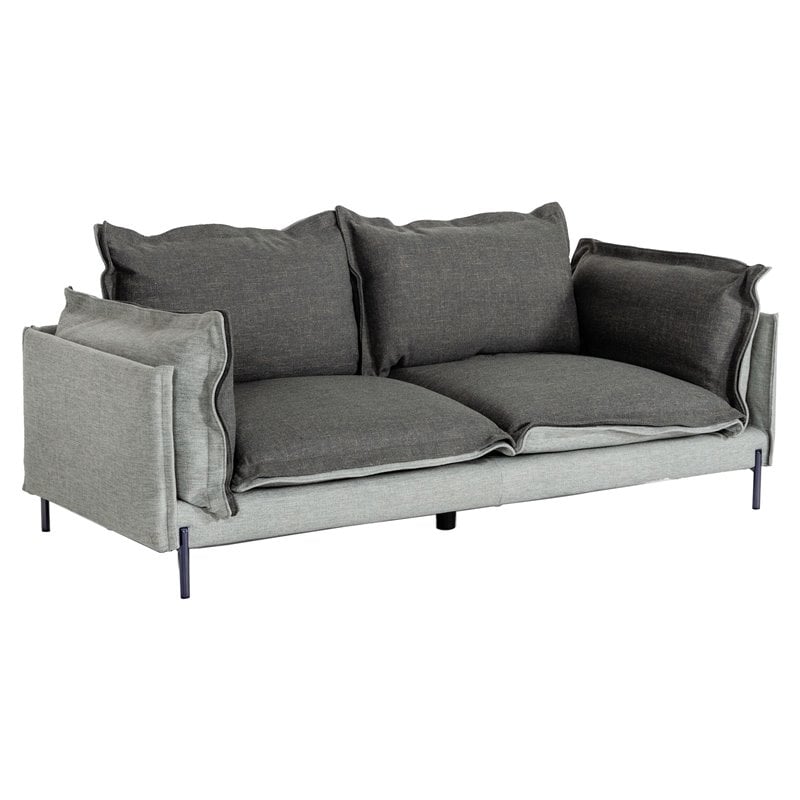 Pemberly Row Two-Tone Polyester Blend Sofa With Metal Accents in Gray