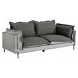 Pemberly Row Two-Tone Polyester Blend Sofa With Metal Accents in Gray