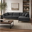Pemberly Row Right Facing Sectional Sofa in Polyester Fabric Gray