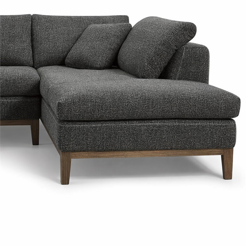Pemberly Row Right Facing Sectional Sofa in Polyester Fabric Gray