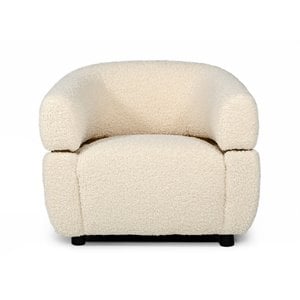 Pemberly Row Stainless Steel and Polyester Accent Chair in Beige