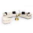 Pemberly Row Stainless Steel and Polyester Accent Chair in Beige