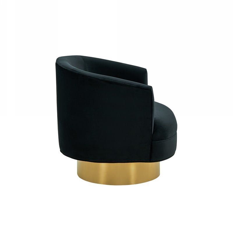 Pemberly Row Modern Stainless Steel Accent Chair in Black and Gold