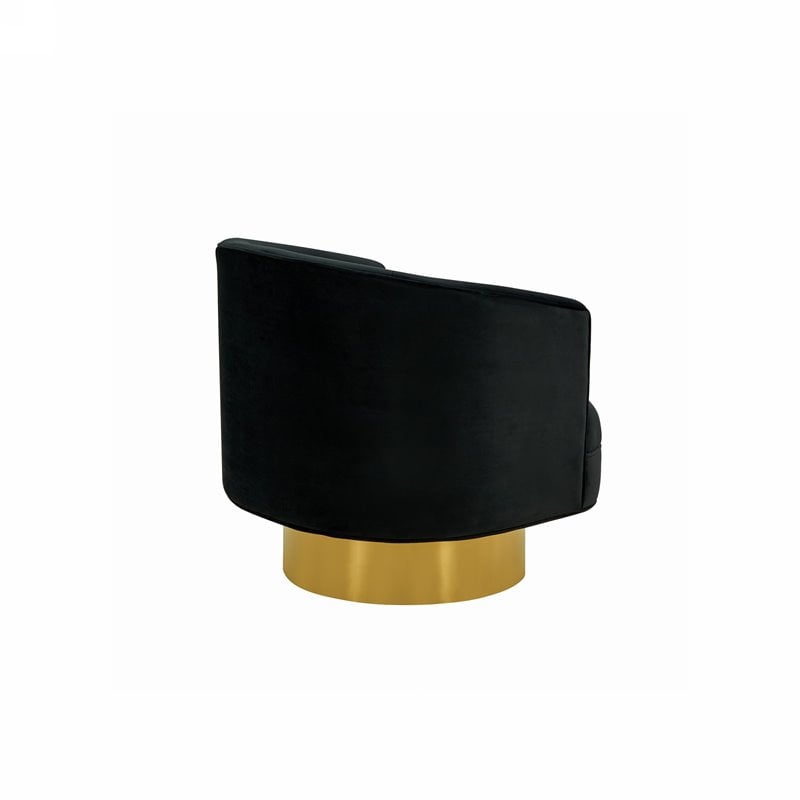 Pemberly Row Modern Stainless Steel Accent Chair in Black and Gold