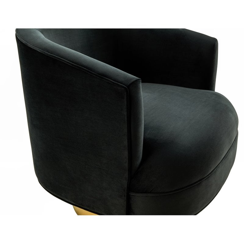 Pemberly Row Modern Stainless Steel Accent Chair in Black and Gold