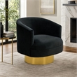 Pemberly Row Modern Stainless Steel Accent Chair in Black and Gold