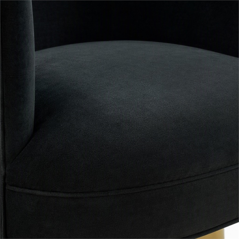 Pemberly Row Modern Stainless Steel Accent Chair in Black and Gold
