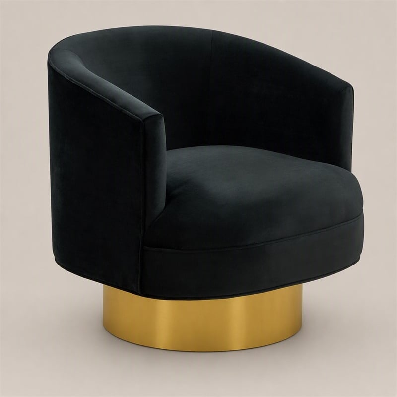 Pemberly Row Modern Stainless Steel Accent Chair in Black and Gold