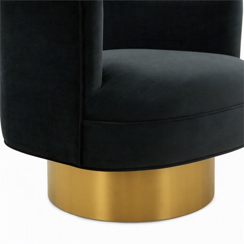 Pemberly Row Modern Stainless Steel Accent Chair in Black and Gold