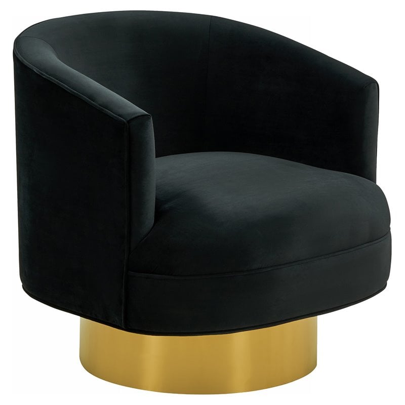 Pemberly Row Modern Stainless Steel Accent Chair in Black and Gold