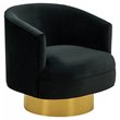 Pemberly Row Modern Stainless Steel Accent Chair in Black and Gold