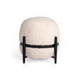 Pemberly Row Contemporary Sherpa Fabric Ottoman in White and Black