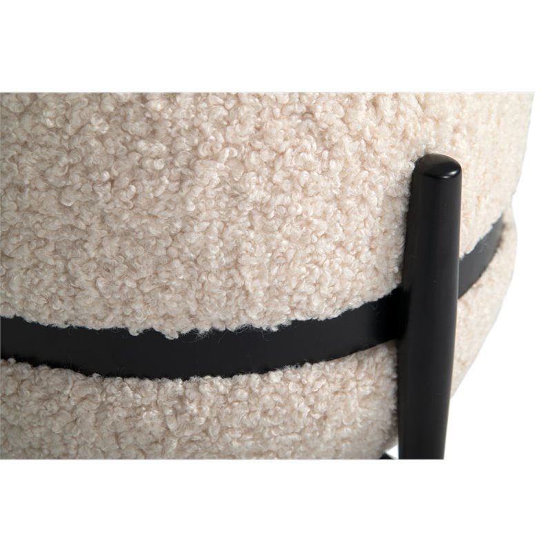 Pemberly Row Contemporary Sherpa Fabric Ottoman in White and Black