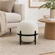 Pemberly Row Contemporary Sherpa Fabric Ottoman in White and Black