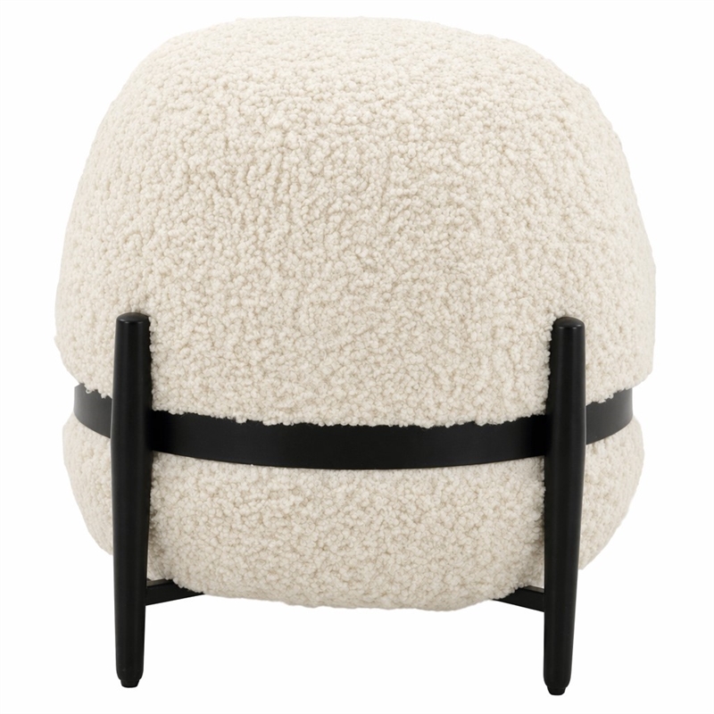 Pemberly Row Contemporary Sherpa Fabric Ottoman in White and Black