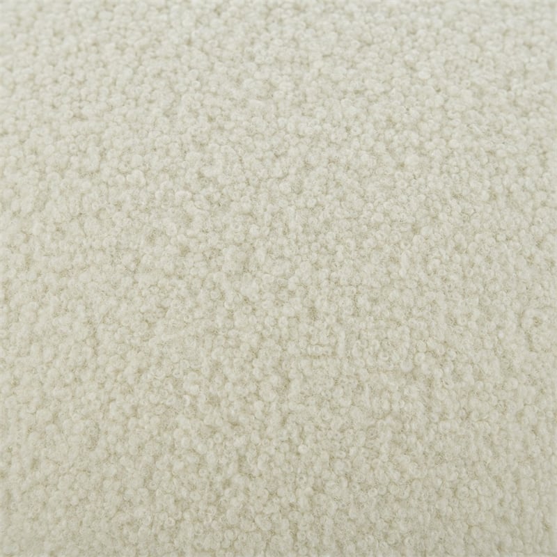 Pemberly Row Contemporary Sherpa Fabric Ottoman in White and Black
