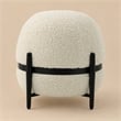 Pemberly Row Contemporary Sherpa Fabric Ottoman in White and Black