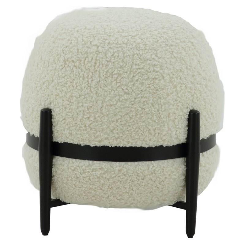 Pemberly Row Contemporary Sherpa Fabric Ottoman in White and Black