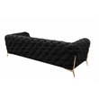 Pemberly Row Transitional Velvet Sofa with Gold Metal Legs in Black