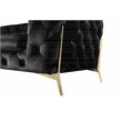 Pemberly Row Transitional Velvet Sofa with Gold Metal Legs in Black