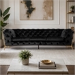 Pemberly Row Transitional Velvet Sofa with Gold Metal Legs in Black