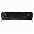 Pemberly Row Transitional Velvet Sofa with Gold Metal Legs in Black