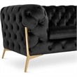 Pemberly Row Transitional Velvet Sofa with Gold Metal Legs in Black
