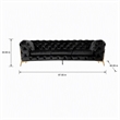 Pemberly Row Transitional Velvet Sofa with Gold Metal Legs in Black