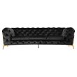 Pemberly Row Transitional Velvet Sofa with Gold Metal Legs in Black