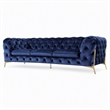 Pemberly Row Transitional Fabric Sofa with Gold Metal Legs in Blue