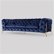 Pemberly Row Transitional Fabric Sofa with Gold Metal Legs in Blue