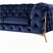 Pemberly Row Transitional Fabric Sofa with Gold Metal Legs in Blue