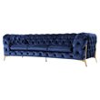 Pemberly Row Transitional Fabric Sofa with Gold Metal Legs in Blue