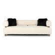 Pemberly Row Glam Beige Sofa with Polyester Upholstery and Gold Legs