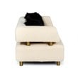 Pemberly Row Glam Beige Sofa with Polyester Upholstery and Gold Legs