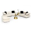 Pemberly Row Glam Beige Sofa with Polyester Upholstery and Gold Legs