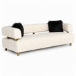 Pemberly Row Glam Beige Sofa with Polyester Upholstery and Gold Legs