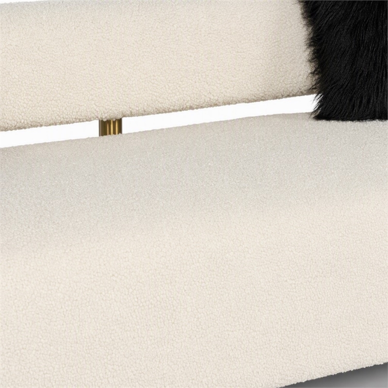 Pemberly Row Glam Beige Sofa with Polyester Upholstery and Gold Legs