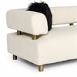 Pemberly Row Glam Beige Sofa with Polyester Upholstery and Gold Legs