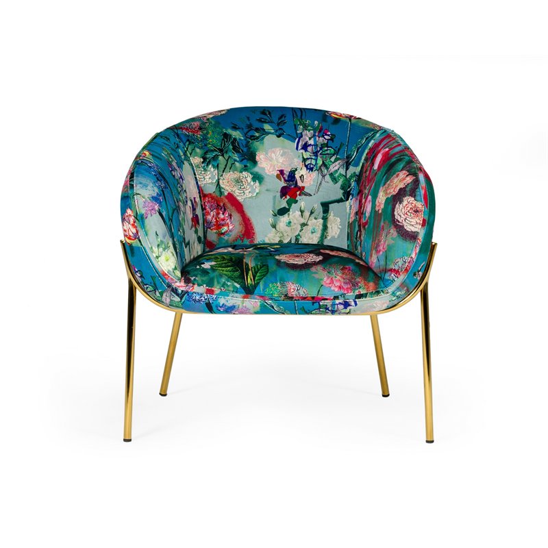 Pemberly Row Velvet Accent Chair with Gold Stainless Steel Legs
