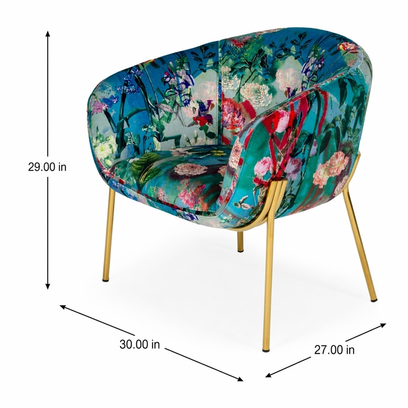 Pemberly Row Velvet Accent Chair with Gold Stainless Steel Legs