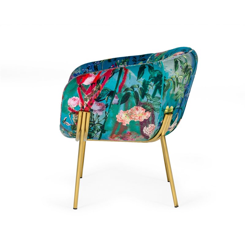 Pemberly Row Velvet Accent Chair with Gold Stainless Steel Legs