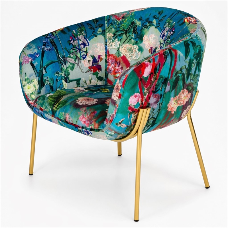 Pemberly Row Velvet Accent Chair with Gold Stainless Steel Legs