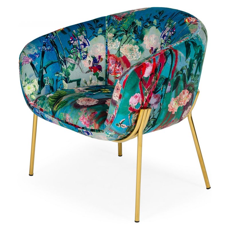 Pemberly Row Velvet Accent Chair with Gold Stainless Steel Legs