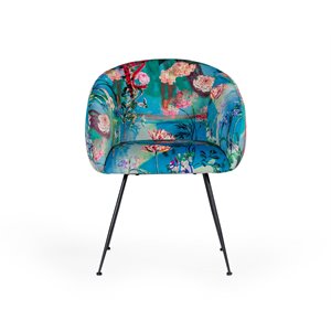 Pemberly Row Contemporary Dining Chair with Velvet and Cast Iron Legs
