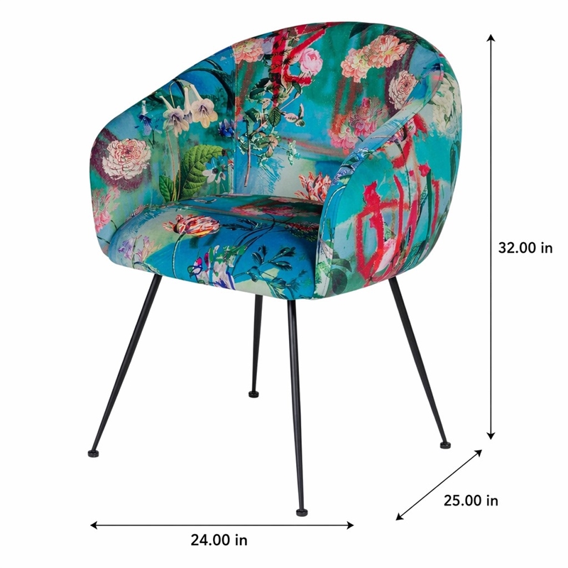 Pemberly Row Contemporary Dining Chair with Velvet and Cast Iron Legs