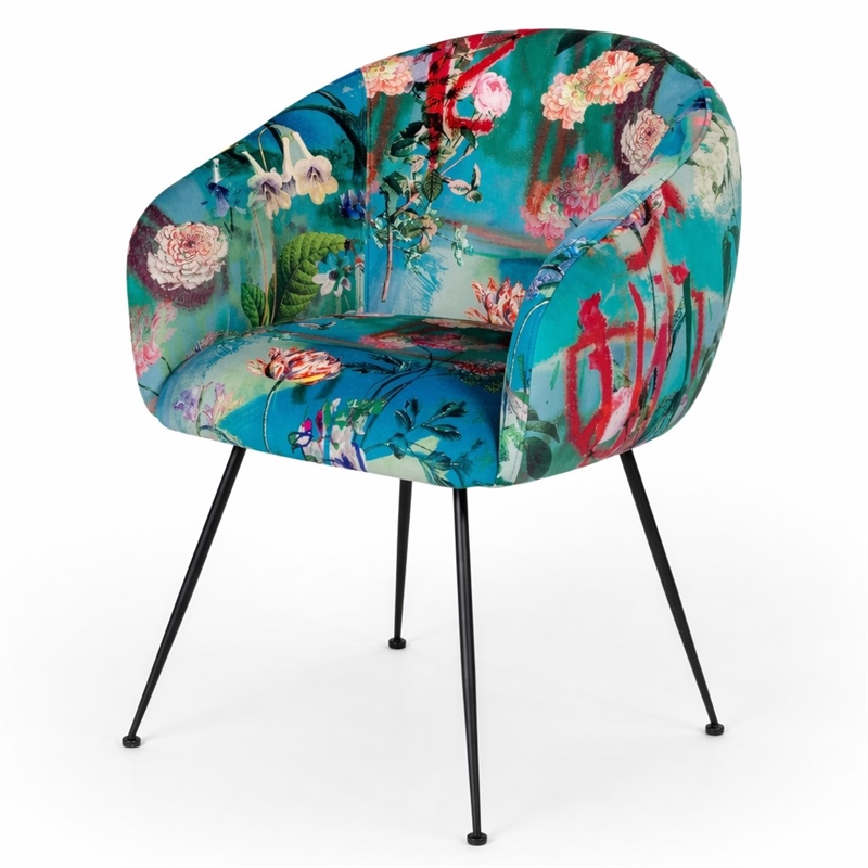 Pemberly Row Contemporary Dining Chair with Velvet and Cast Iron Legs