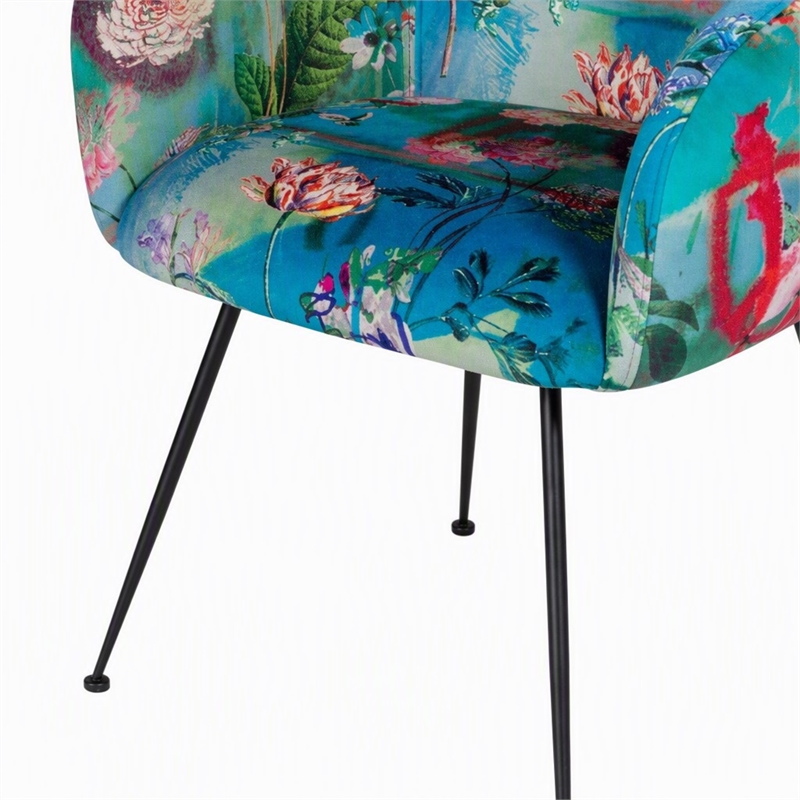 Pemberly Row Contemporary Dining Chair with Velvet and Cast Iron Legs