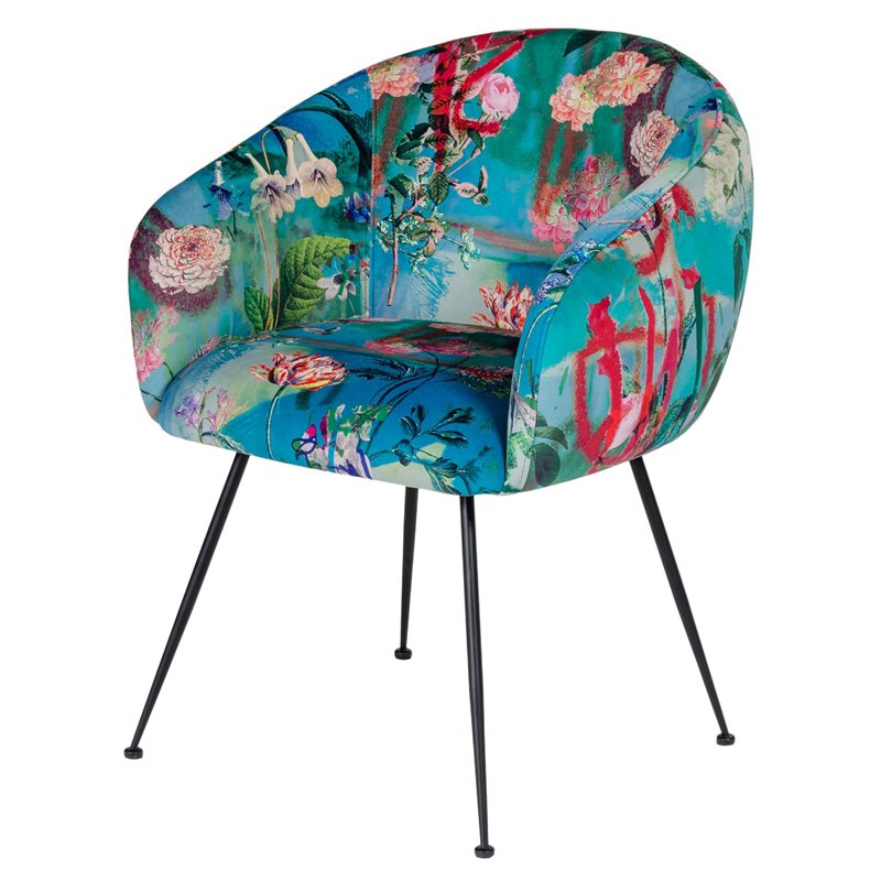 Pemberly Row Contemporary Dining Chair with Velvet and Cast Iron Legs