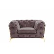 Pemberly Row Transitional Velvet Accent Chair with Gold Metal Legs in Silver